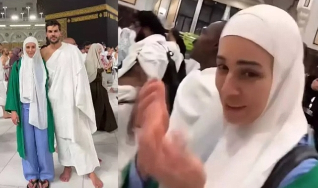 Damla Can sevgilisiyle kutsal topraklarda! Başörtülü haliyle takipçilerinin karşısına çıktı
